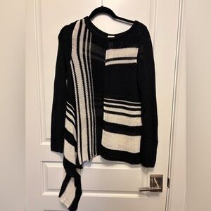 Chico's Black and White Striped Sweater